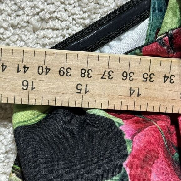 Alexia Admor Scuba Sheath Dress Women's 8 Off Shoulder Tropical Floral Ruffle - Picture 6 of 10